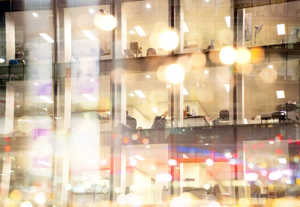 City London Bürogebäude Bei Sonnenuntergang Und Erste Nächtliche Lichter Gegen — Stockfoto