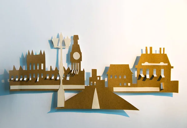 Kağıt Kesiği Tasarımı Westminster Köprüsü Big Ben City Manzaralı Soyut — Stok fotoğraf