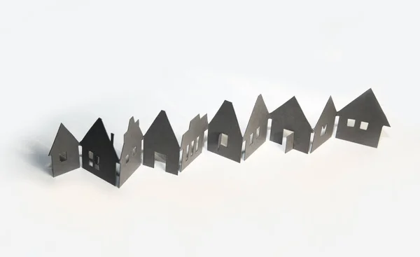 Kleine Stadthäuser Rohform Stadt Immobilien Und Hauskaufkonzept Hintergrund Für Papierschnitt — Stockfoto