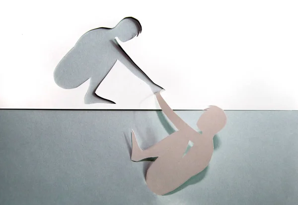 Abstract People Helping Get Out Problems Paper Cut Composition — Stock Photo, Image