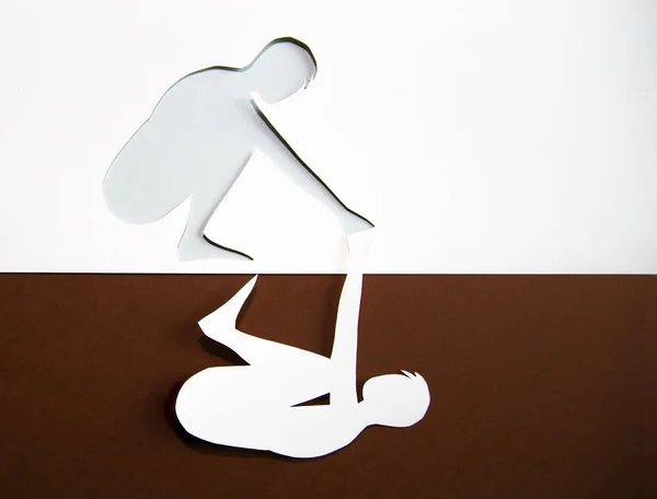 Abstract People Helping Get Out Problems Paper Cut Composition — Stock Photo, Image