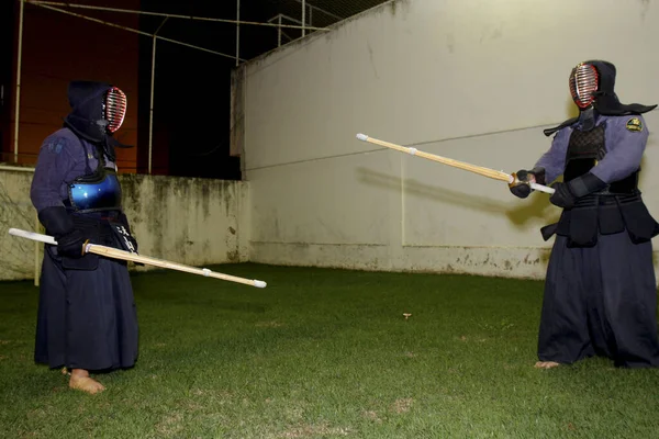 Japon dövüş sanatları savaşçıları. — Stok fotoğraf