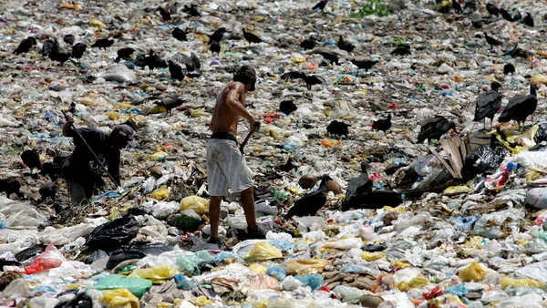 Coletores de material de reciclagem de lixo — Fotografia de Stock