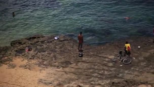 Salvador Bahia Brasil Janeiro 2020 São Vistas Pessoas Praia Boa — Vídeo de Stock