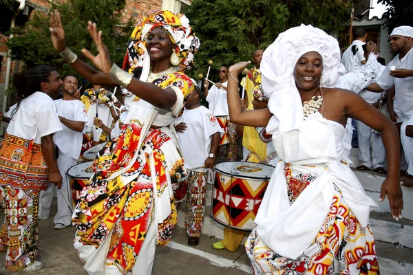 Aie band during evonto in candomble yard — Stock Photo, Image