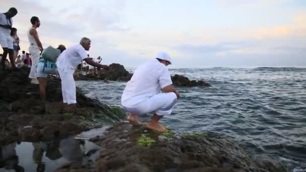 Salvador Bahia Brésil Février 2020 Des Partisans Candomble Saluent Iemanja — Video