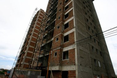 Itabuna, Bahia / Brezilya - 6 Ağustos 2014: Itabuna şehrinde bir konut inşaatı.