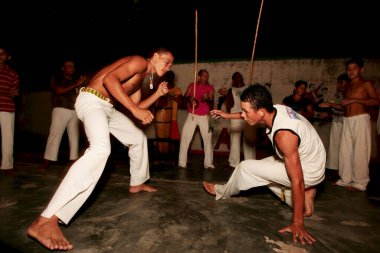 eunapolis, bahia / brazil - april 28, 2010: people are seen playing capoeira in a non-governmental organization in the city of Eunapolis.