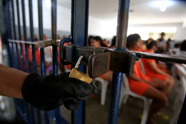 Salvador Bahia Brazil Juli 2016 Gevangenen Uit Vrouwelijke Gevangenis Van — Stockfoto
