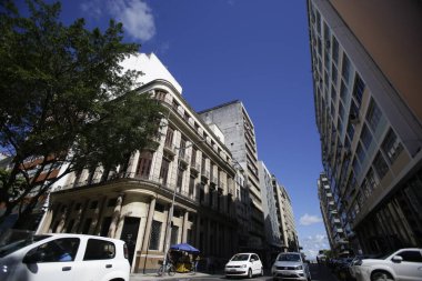 Salvador, Bahia / Brezilya - 5 Haziran 2019: Salvador kentindeki ticaret bölgesinde iş binaları. 