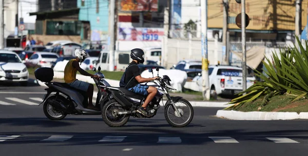 Salvador Bahia Brazil Август 2018 Мотоциклисты Видны Верхом Улицах Города — стоковое фото