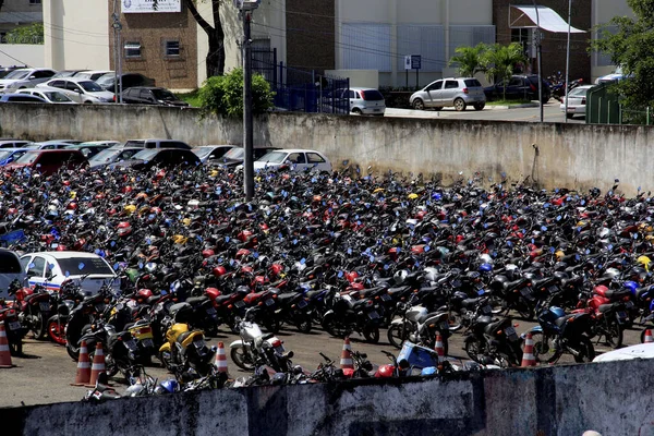 Salvador Bahia Brasil Agosto 2013 Motocicletas Incautadas Ven Patio Detran — Foto de Stock