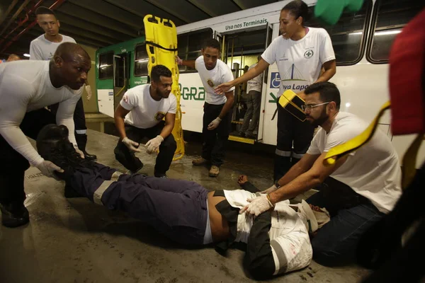 Salvador Bahia Brezilya Temmuz 2019 Kurtarma Ekipleri Salvador Daki Lapa — Stok fotoğraf