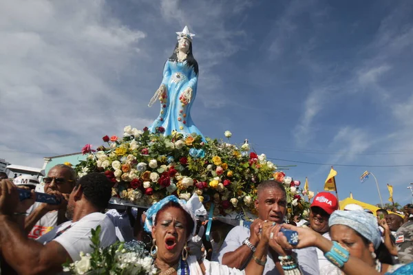 Salvador Bahia Brazilština Února 2017 Candomble Fanoušci Příznivci Pozdravit Yemanja — Stock fotografie