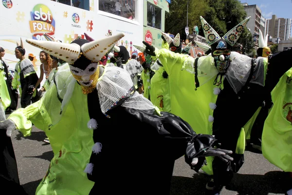 Salvador Bahia Brasil Febrero 2013 Hombres Enmascarados Son Vistos Durante — Foto de Stock