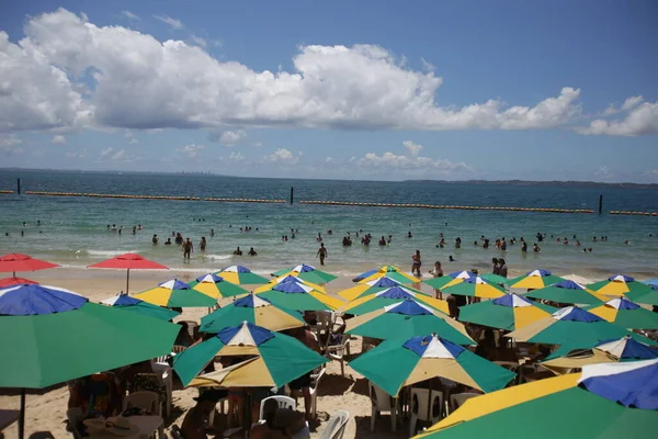 Salvador Bahia Brasil Janeiro 2018 São Vistas Pessoas Praia Nossa — Fotografia de Stock