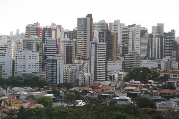 Salvador, bahia / brazil - january 26, 2017: Aerial view of residential real estate between the neighborhoods of Brotas and Federacao in the city of Salvador. *** Local Caption ***