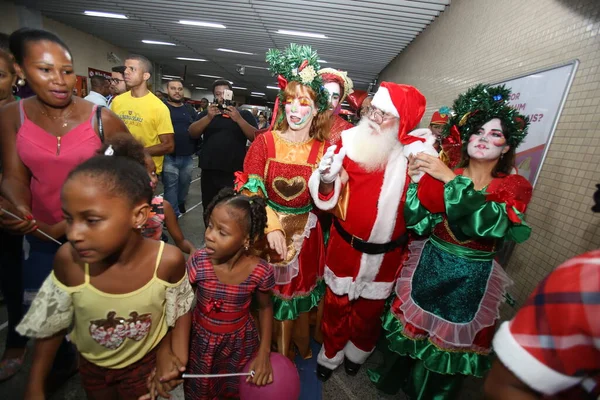 Salvador Bahia Brasil Octubre 2018 Santa Claus Llega Centro Comercial — Foto de Stock