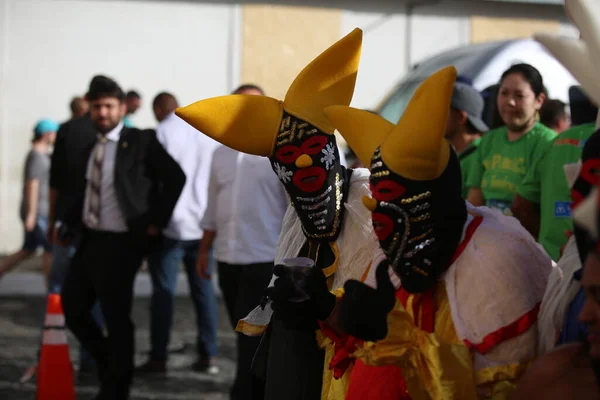 Salvador Bahia Brasil Febrero 2018 Ven Mascaradas Durante Actuación Pelourinho —  Fotos de Stock