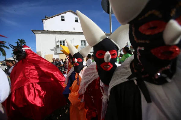 Salvador Bahia Brasil Febrero 2018 Ven Mascaradas Durante Actuación Pelourinho — Foto de Stock