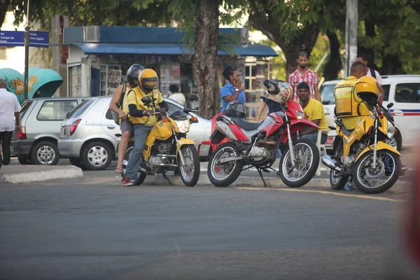 Salvador Bahia Brazilsko Prosince 2017 Motocyklisté Jsou Vidět Blízkosti Čtvrti — Stock fotografie