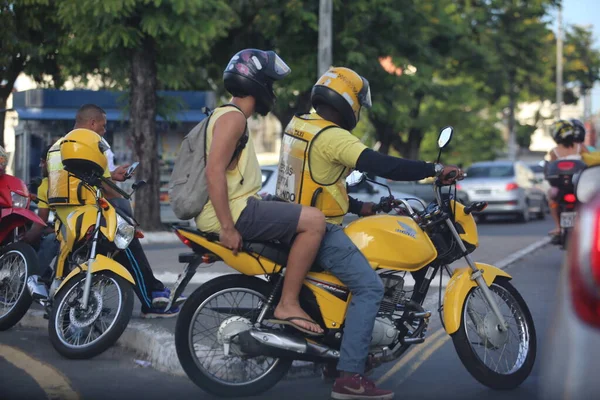 Salvador Bahia Brazil December 2017 Motorcyklister Ses Nära Campo Polvora — Stockfoto