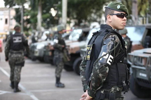 Salvador Bahia Brazil September 2017 Armésoldater Ses Träning Campo Grande — Stockfoto