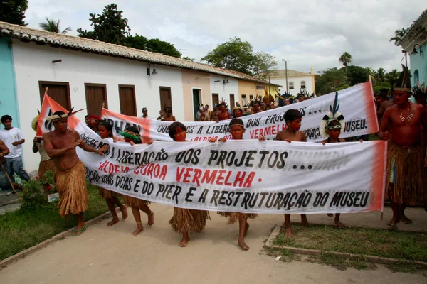 Salvador Bahia Brasil Janeiro 2008 Índios Etina Pataxo Manifestam Por — Fotografia de Stock