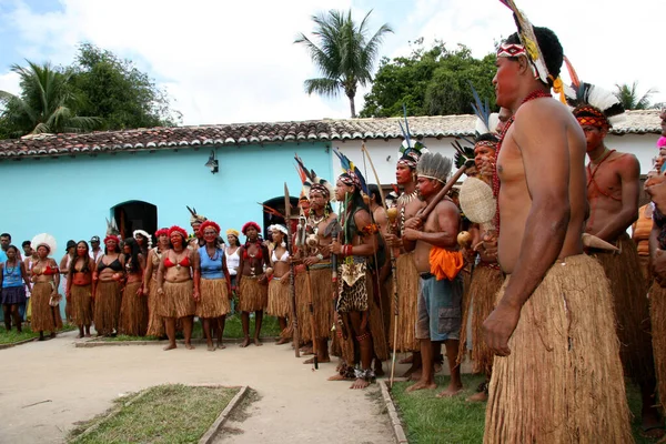 Salvador Bahia Brazil Styczeń 2008 Indianie Pataxo Ethina Manifestują Się — Zdjęcie stockowe