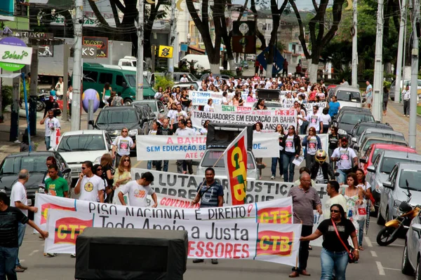 Itabuna Bahia Brazil 2012 Május Sztrájkoló Tanárok Edényekkel Tiltakoznak Itabuna — Stock Fotó