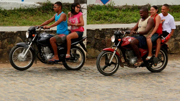 Conde Bahia Brésil Septembre 2012 Sans Casque Les Trois Jeunes — Photo