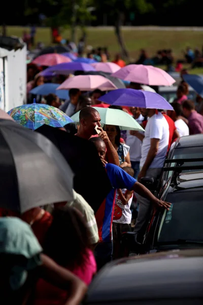 Salvador Bahia Brasil Enero 2018 Los Votantes Haciendo Cola Corte — Foto de Stock