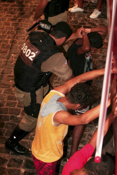 Porto Seguro Bahia Brésil Février 2010 Police Militaire Inspecte Suspect — Photo