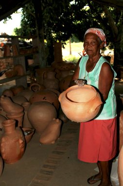 Belmonte, Bahia / Brezilya - 8 Ağustos 2008: Belmonte şehrinde Dagmar Muniz tarafından yapılan seramik