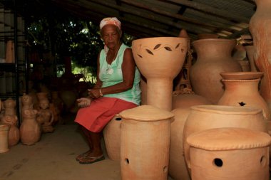 Belmonte, Bahia / Brezilya - 8 Ağustos 2008: Belmonte şehrinde Dagmar Muniz tarafından yapılan seramik