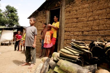 guaratinga, bahia / brrazil - 27 Aralık 2009: Kil ve ahşaptan yapılmış ev, portatif olarak Pau a pique olarak bilinir. Arazi Guaratinga belediyesinde görülmektedir.