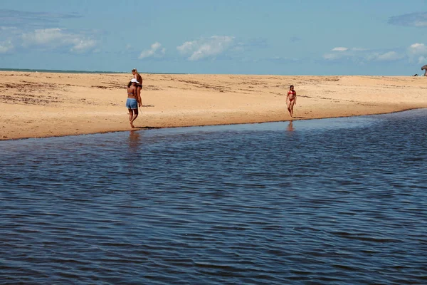 Santa Cruz Cabralia Bahia Brasil Julio 2008 Gente Juega Agua — Foto de Stock