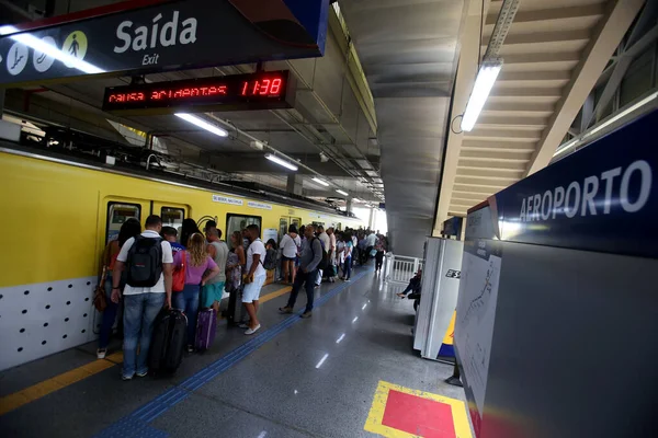 Salvador Bahia Brazil Mars 2019 Passagerare Ses Vid Ombordstigning Flygplatsen — Stockfoto