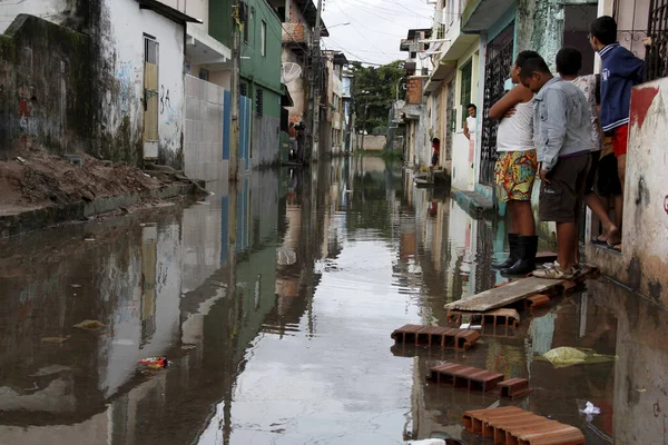 Salvador Bahia Brasil Maio 2013 Inundações São Vistas Rua Monte — Fotografia de Stock