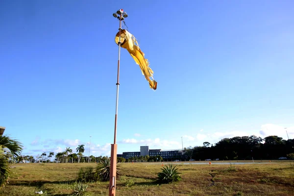 Salvador Bahia Brazil Luty 2018 Podlewana Wiatrówka Widziana Jest Lądowisku — Zdjęcie stockowe