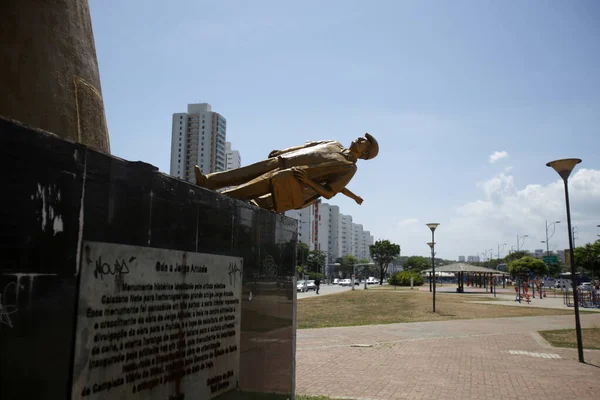 Salvador Bahia Brazil Listopada 2018 Posąg Jorge Amado Zelia Gattai — Zdjęcie stockowe