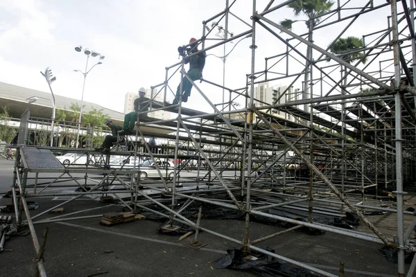 Salvador Bahia Brazilsko Ledna 2013 Při Montáži Kovové Konstrukce Pro — Stock fotografie