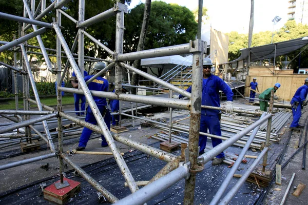Salvador Bahia Barazil Marzo 2014 Los Trabajadores Trabajan Para Desmantelar — Foto de Stock