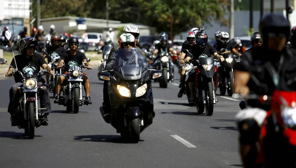 Salvador Bahia Brazil September 2014 Motorcyclists Seen Walk Streets City — Stock Photo, Image