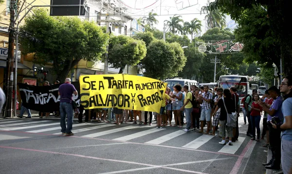 Salvador Bahia Brasil Janeiro 2015 Membros Movimento Tarifa Zero Atuam — Fotografia de Stock