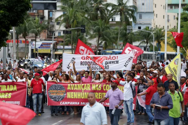 Salvador Bahia Brasil Mayo 2017 Manifestación Trabajadores Carretera Por Mejoras —  Fotos de Stock