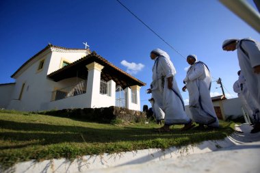 Salvador, Bahia / Brezilya - 26 Aralık 2016: Salvador 'un Escada semtindeki Nossa Senhora da Escada Kilisesi' nde yardım misyonerleri görülüyor