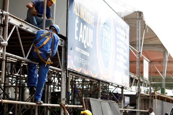 Alvador Bahia Brasil Enero 2016 Los Trabajadores Son Vistos Con — Foto de Stock