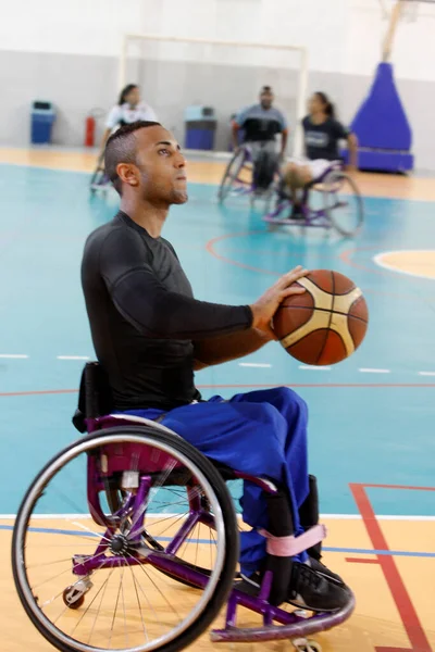 Salvador Bahia Brasil Septiembre 2016 Atletas Baloncesto Sillas Ruedas Son —  Fotos de Stock