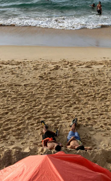 Salvador Bahia Brasil Febrero 2017 Gente Durmiendo Calle Cerca Farol — Foto de Stock